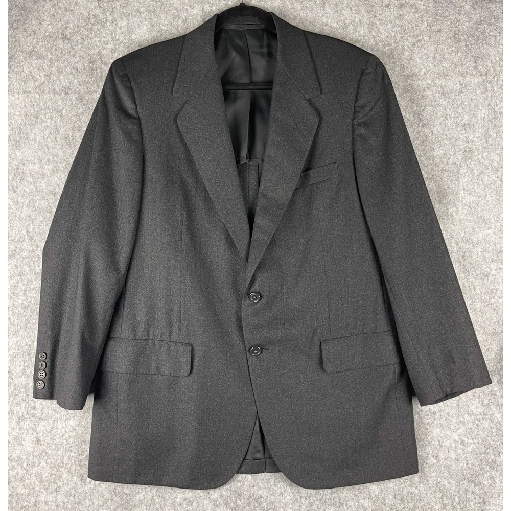 VTG Oxxford Blazer Sport Coat Men 41R Charcoal Black Fawnskin Wool 2 Button 80s